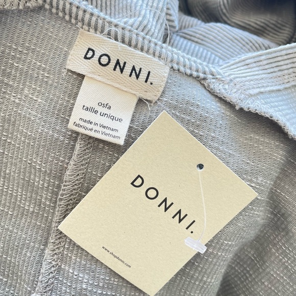 DONNI. Cardigan -Grey Ribbed Jersey Knit, Open Front - Picture 7 of 7